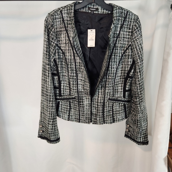 NWT $128 Express Womens Large Sparkle Long Sleeve Jacket with Zipper closure - Picture 6 of 16